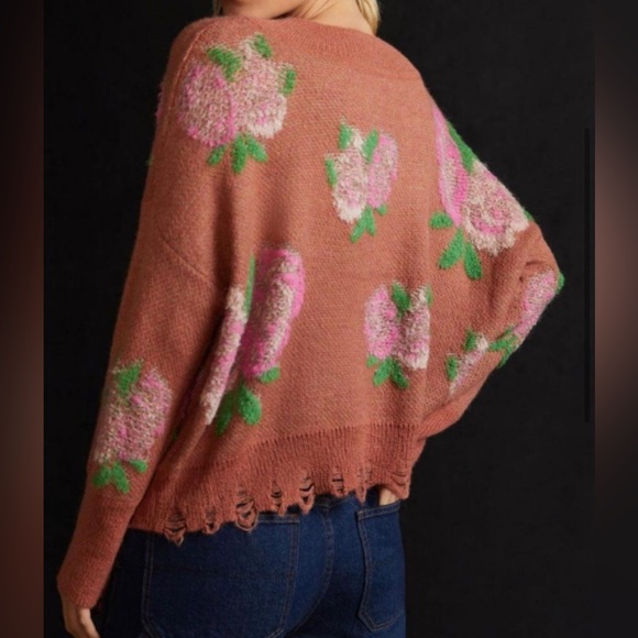 ✨ Anthropologie Drop Shoulder V-Neck Sweater Sz M - Picture 3 of 10